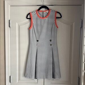 Ted Baker Black and White Striped Women’s Dress with Coral Trim